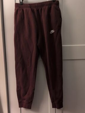 Nike Maroon Joggers with White Swoosh